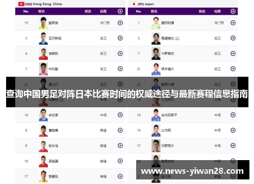查询中国男足对阵日本比赛时间的权威途径与最新赛程信息指南 查询中国男足对阵日本比赛时间的权威途径与最新赛程信息指南
